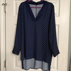 Eloquii Navy and White Polka Dot Tunic